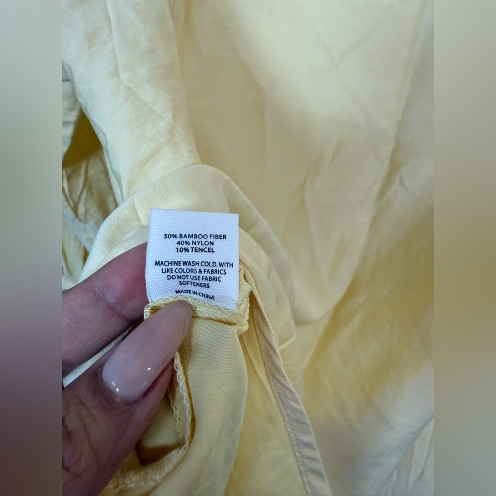 Rumours Yellow Button-Up Blouse S | Bamboo Blend Oversized Shirt Chic Minimalis - Picture 9 of 13